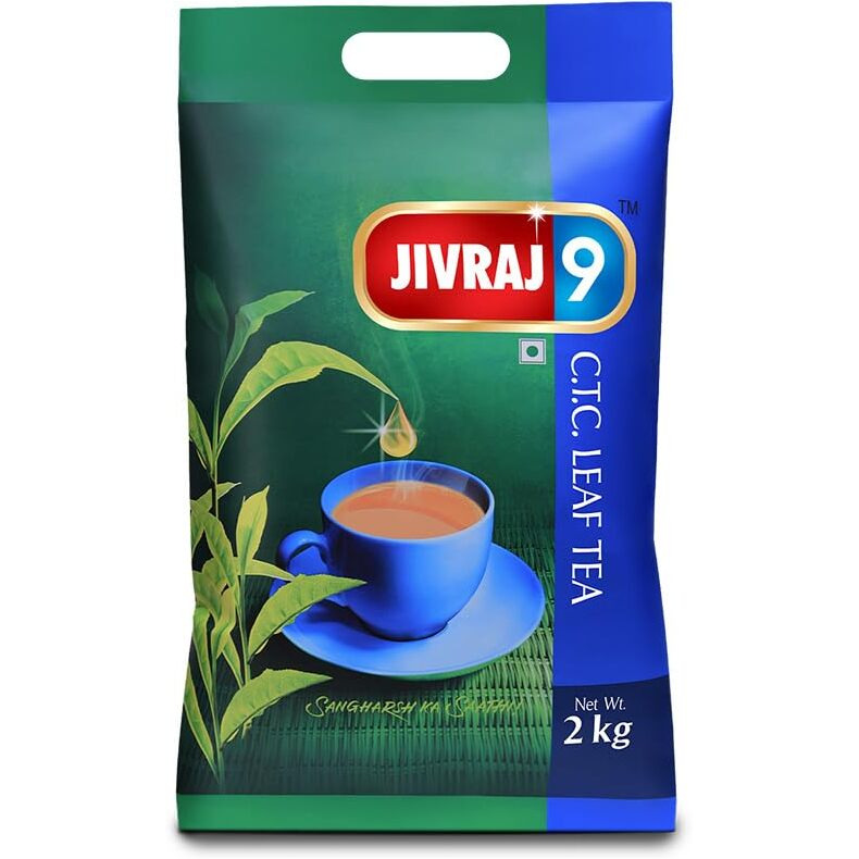 Jivraj 9 CTC Tea Leaf, Premium Assam Tea Leaves, Crush-Tear-Curl Tea Leaf Process, 2 Kg, Pack 1