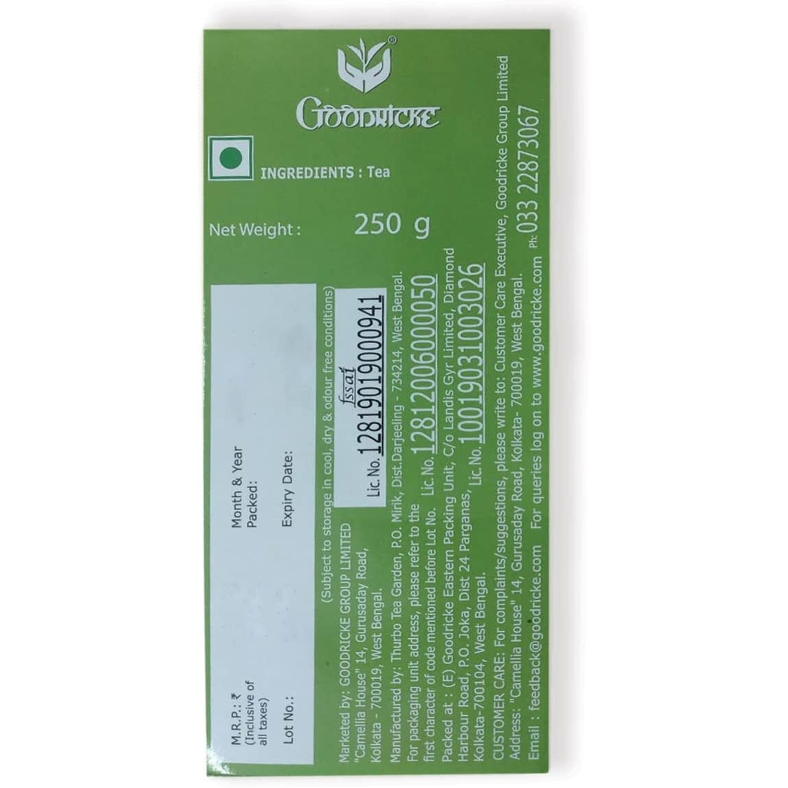 GOODRICKE Thurbo Darjeeling Tea - 250 Gm | Single Estate Whole Leaf Tea | 100% Pure & Original Darjeeling Long Leaf Tea | Darjeeling Tea Loose Leaves | Darjeeling Black Tea