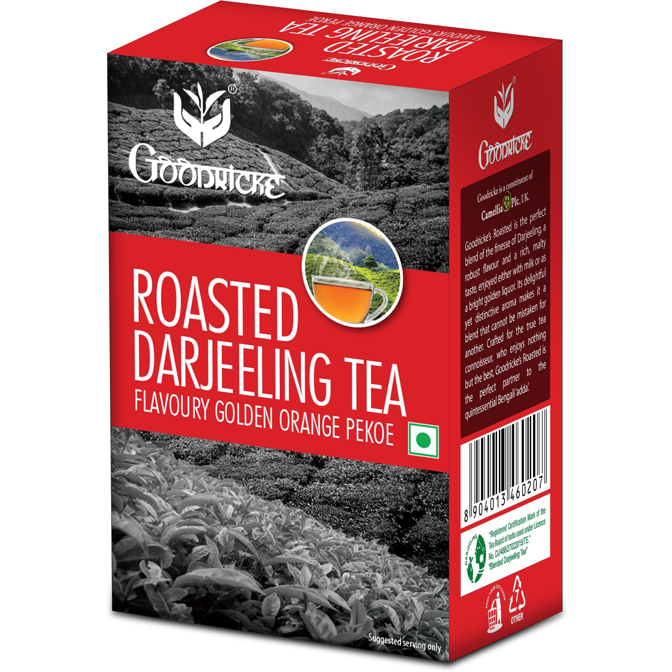 GOODRICKE Roasted Darjeeling Tea - 250 gm | 100% Pure & Original Long Leaf | Flavoury Golden Orange Pekoe | Black Tea | Rich Taste & Flavour