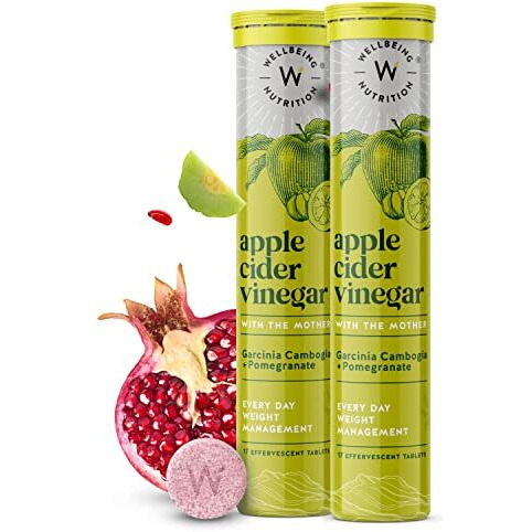 Wellbeing Nutrition Apple Cider Vinegar (ACV) for Weight Loss with Mother & Garcinia Cambogia, Pomegranate| Weight Management, Gut Health, Supports Digestion, Boosts Metabolism 17 Effervescent Tablet