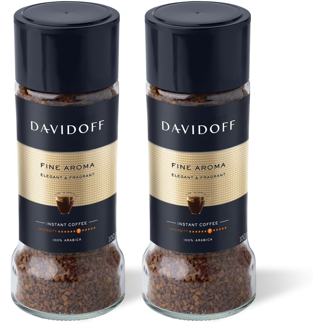 Davidoff Fine Aroma Instant Coffee Powder Bottle 100% Arabica, 3.53 Oz  100 G, 2 Pack