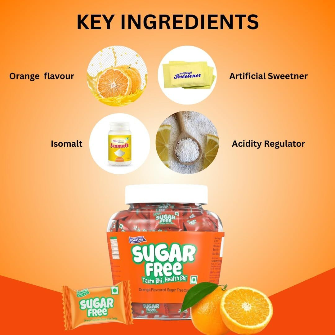 Derby Orange Flavoured Sugar-Free Hard Candies / 280gm