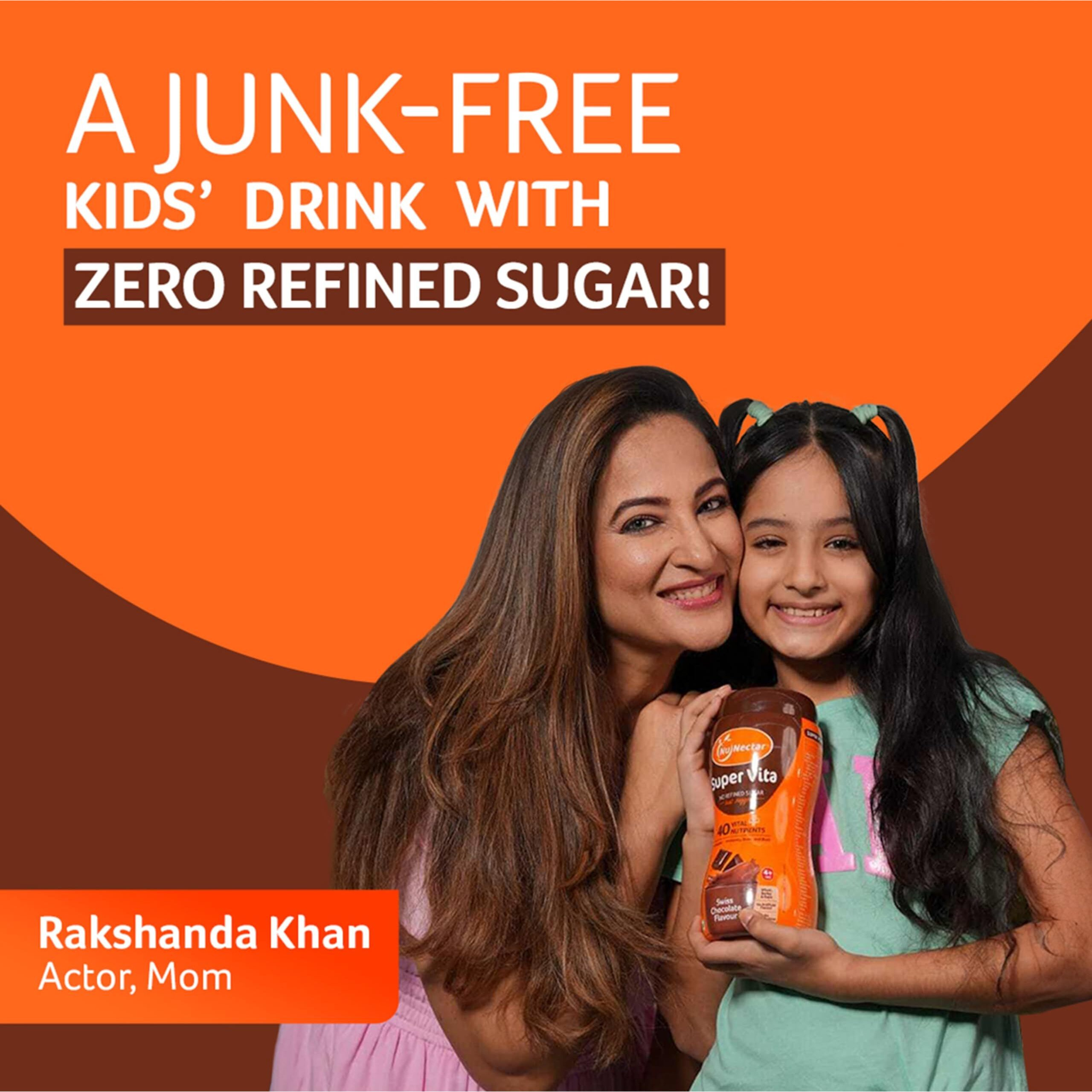 NuNectar Super Vita | Junk Free Nutrition Drink for Kids, No Sugar, 40 Nutrients, Swiss Chocolate flavour, 500g