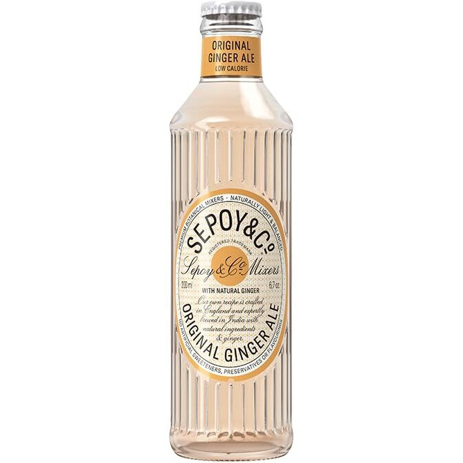 Sepoy & Co. Ginger Ale (Pack of 6 X 200ml) | Premium Highball Mixer | Low Calorie Aerated Drink | 100% Natural Ingredients