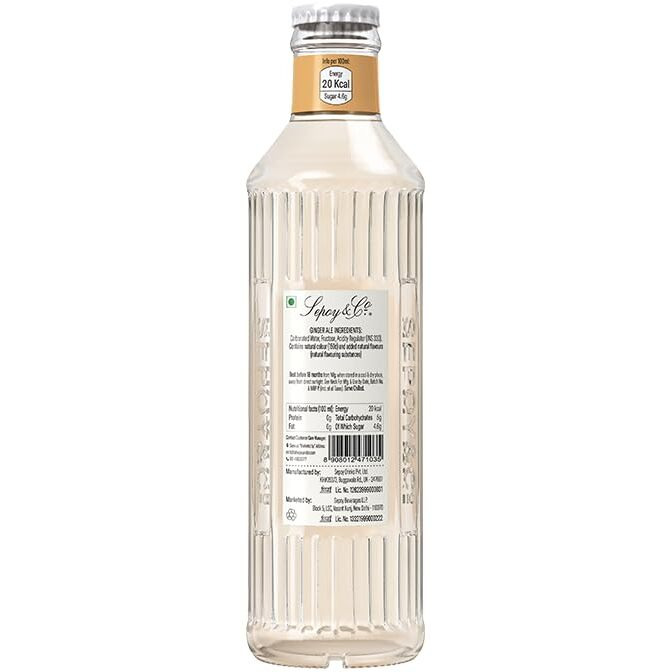 Sepoy & Co. Ginger Ale (Pack of 6 X 200ml) | Premium Highball Mixer | Low Calorie Aerated Drink | 100% Natural Ingredients