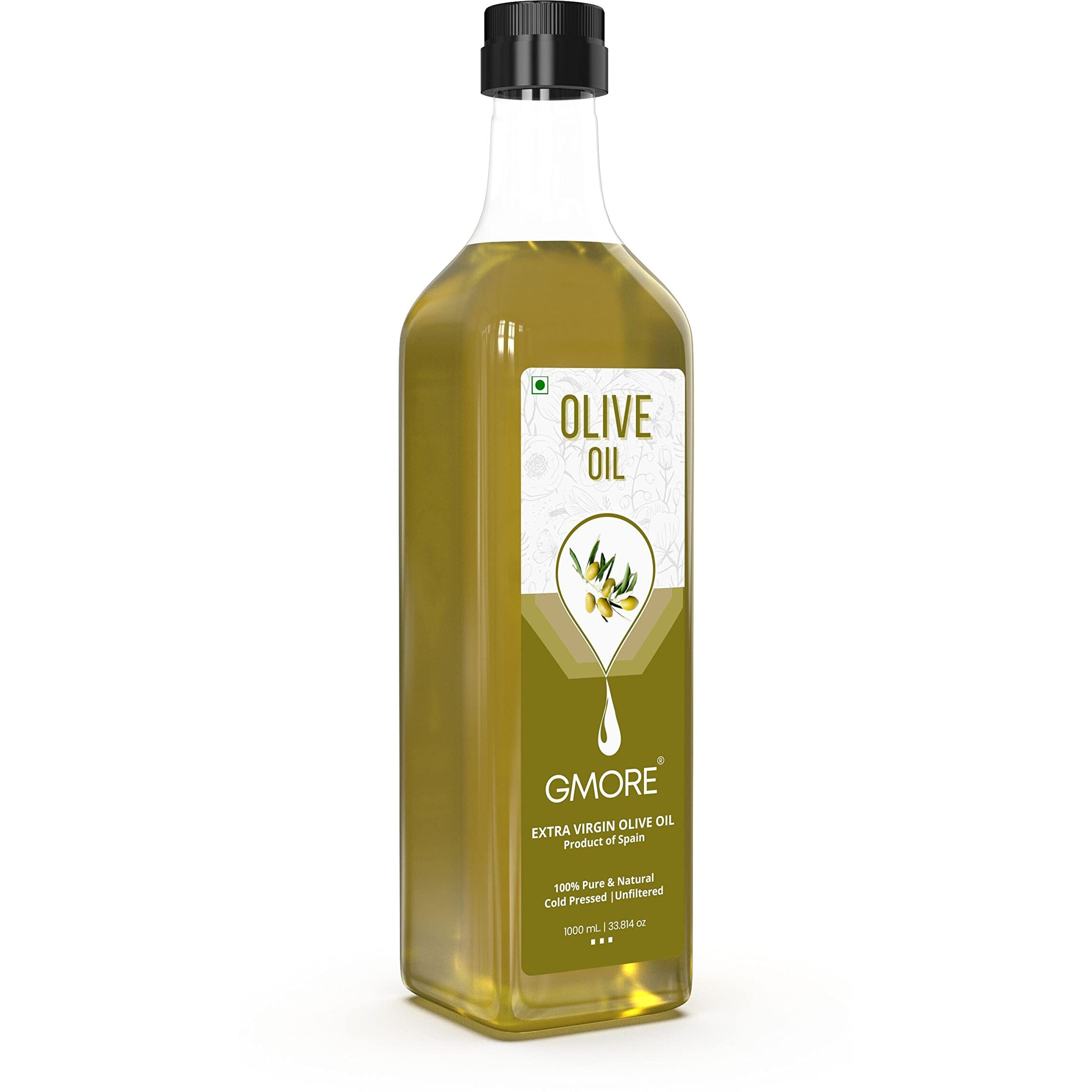 Gmore - Cold Pressed - Extra Virgin Olive Oil - Organic - 100% Pure & Natural Olive Oil (1 Ltr. / 1000ml)
