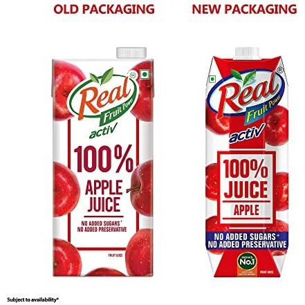 DABUR Real Activ 100% Apple Juice with No Added Sugar or Preservatives -1L (Pack of 2)