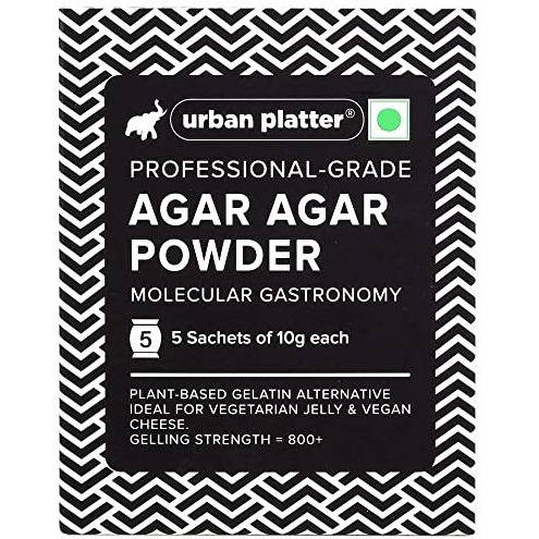 Urban Platter Professional-Grade Agar Agar Powder, 50g (5 Sachets of 10g Each, Plant-Based Gelatin Alternative, Ideal for Veg Jelly and Vegan Cheese)