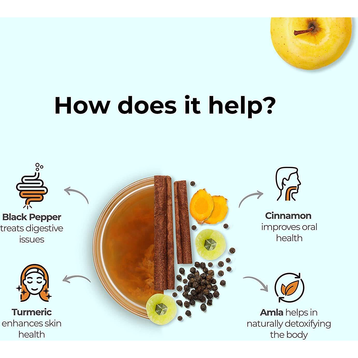 Wellbeing Nutrition Apple Cider Vinegar with Turmeric, Amla, Cinnamon and Black Pepper | Raw Unfiltered with 2X The Mother | Weight Management, Boost Immunity & Detox, Skin Health | 500ml - Pack of 4
