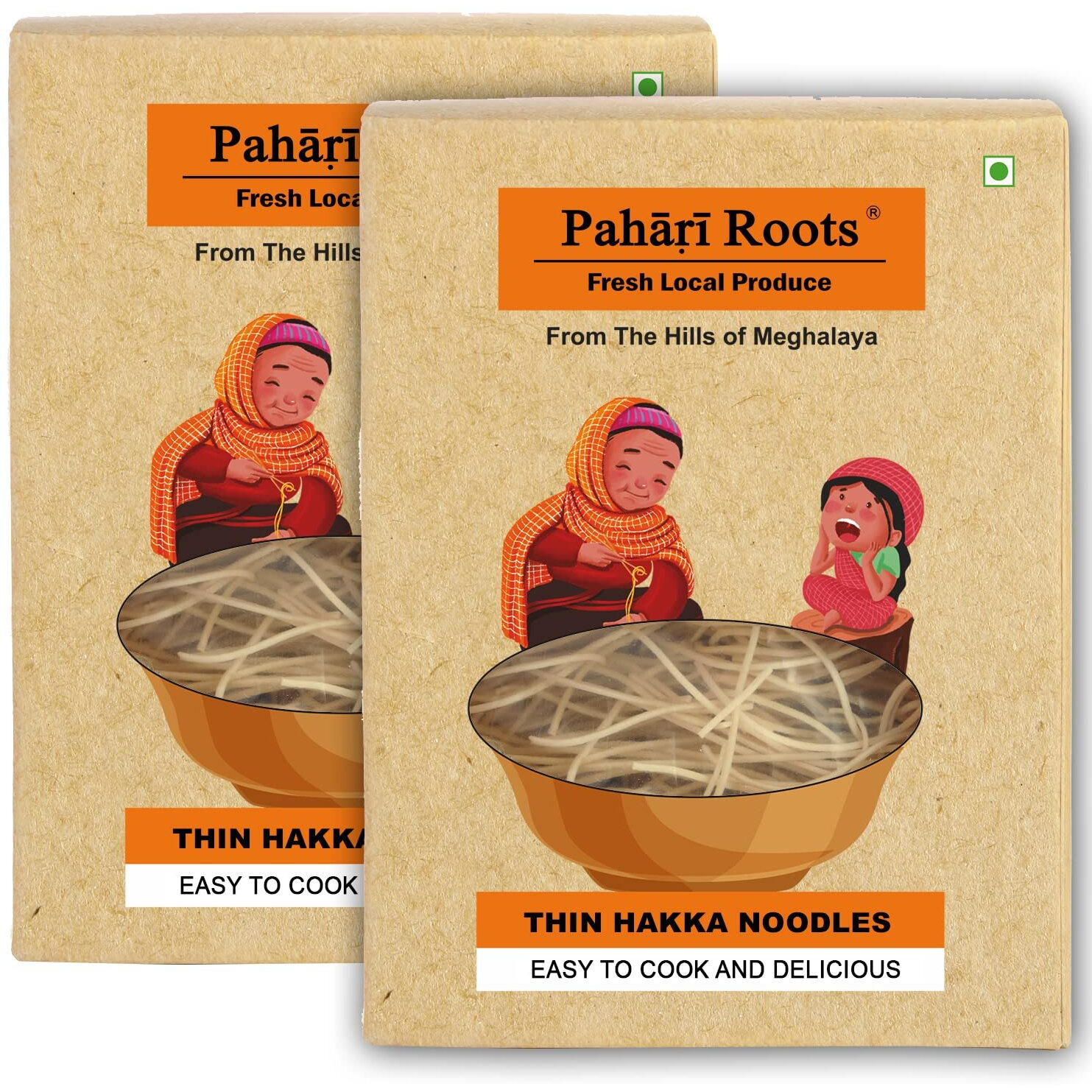 Pahari Roots - Special Thin Hakka Vegetarian Noodles (2X300 Gram)|Chowmein Handmade Instant Noodles Light & Flavourful Make Delicious Khow Suey,Ramen,Chopsuey, Noodle Soup Hakka Noodles Pack In Fresh