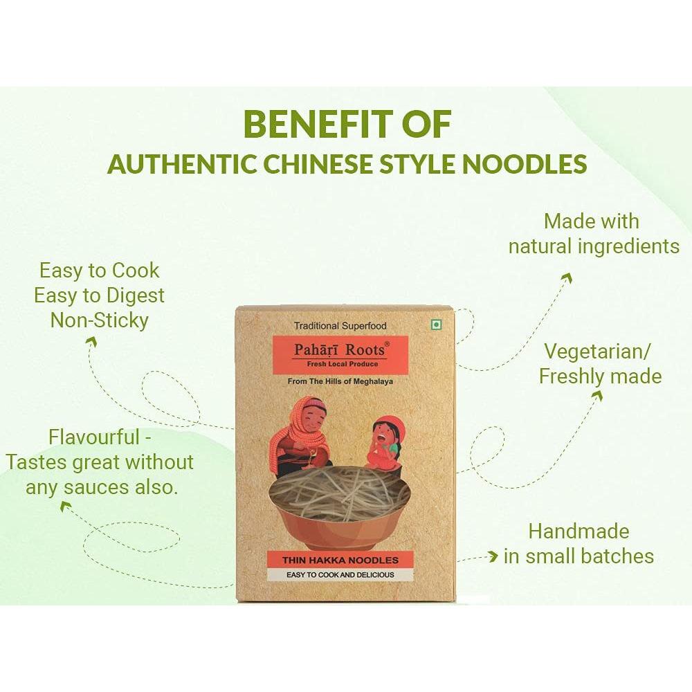 Pahari Roots - Special Thin Hakka Vegetarian Noodles (2X300 Gram)|Chowmein Handmade Instant Noodles Light & Flavourful Make Delicious Khow Suey,Ramen,Chopsuey, Noodle Soup Hakka Noodles Pack In Fresh