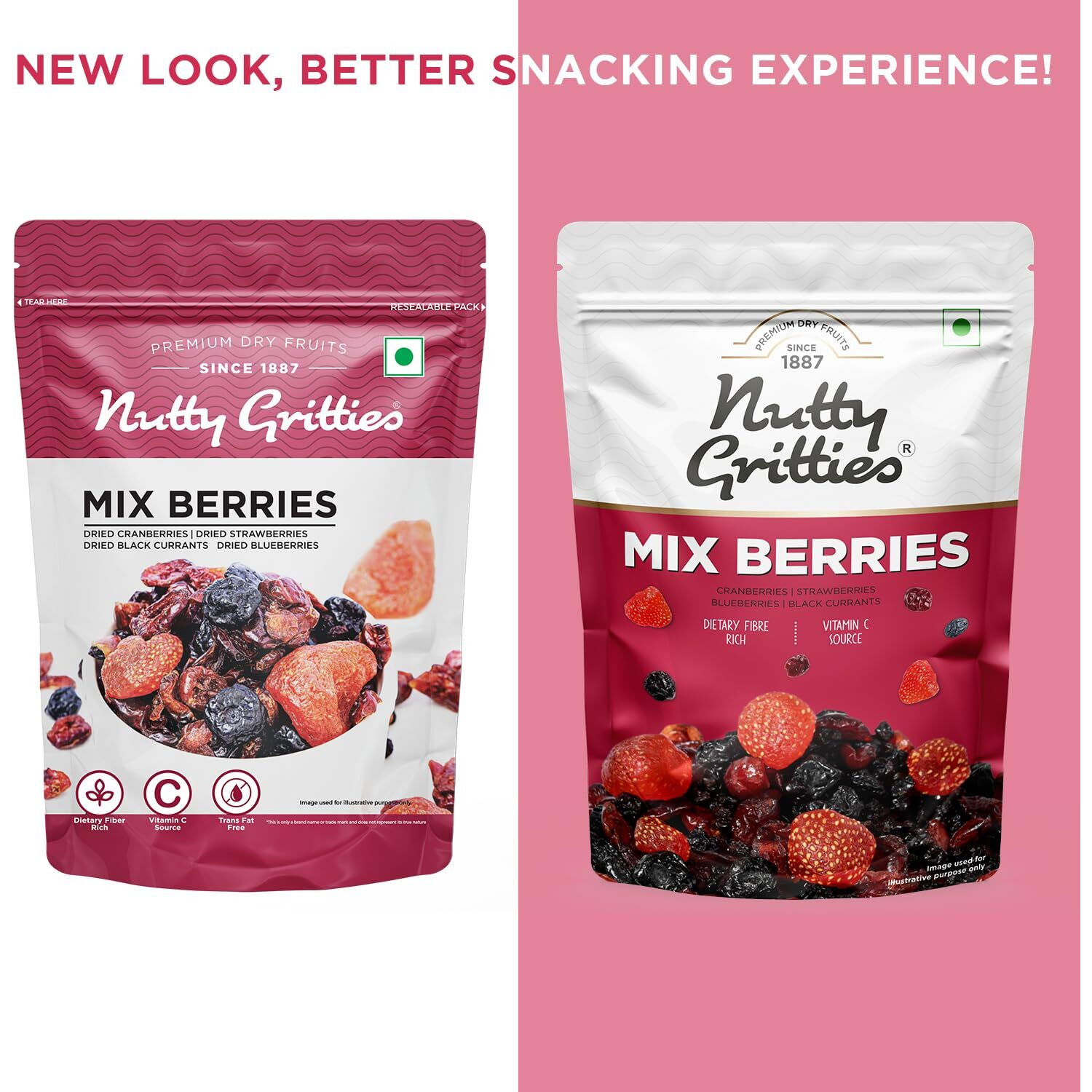 Nutty Gritties Mix Berries - Black Currants Blueberries Strawberries Cranberries - 200G (Pack of 5), Previously_Frozen