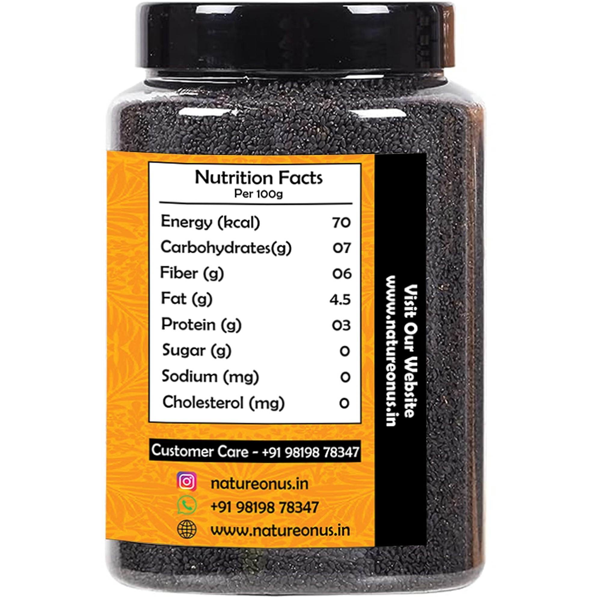 NATUREONUS Basil Seeds 350 Gram - Tukmaria Seeds With High Fibre And Omega 3 | Sabja Seeds | Seeds For Eating