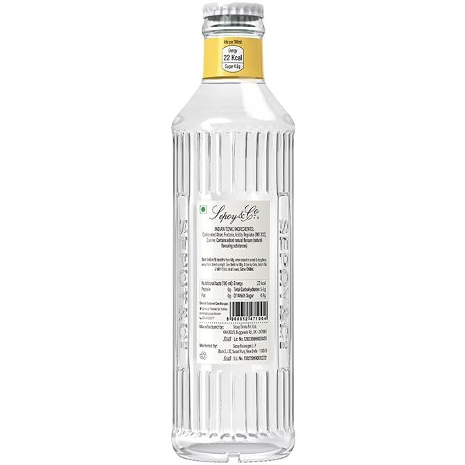 SEPOY & CO. Indian Citric Tonic Water (Pack Of 6 X 200Ml) | Premium G&T Mixer | Low Calorie Flavoured Drink | 100% Natural Ingredients