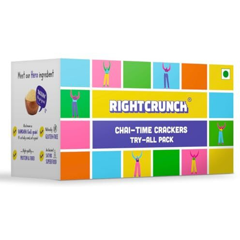 RIGHTCRUNCH Millet Crackers Combo, Glutenfree, Baked, Healthy snacks for Chai time, No Preservatives | Assorted Box - 1 pouch (45gms) x 8 variants  360gms