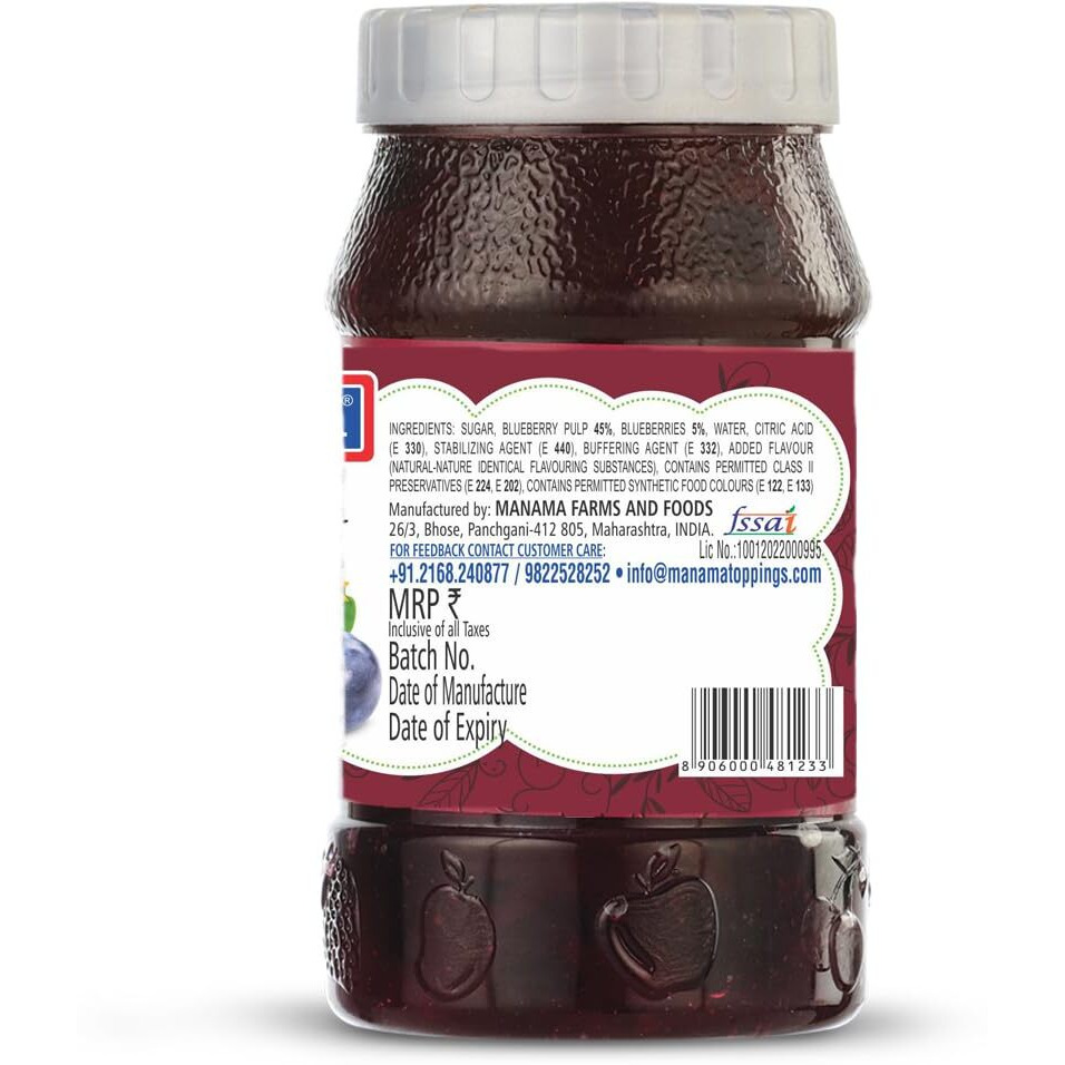 Manama Blueberry Fruit Jam and Mulberry Fruit Jam, 500GMS Each, Pack of 2