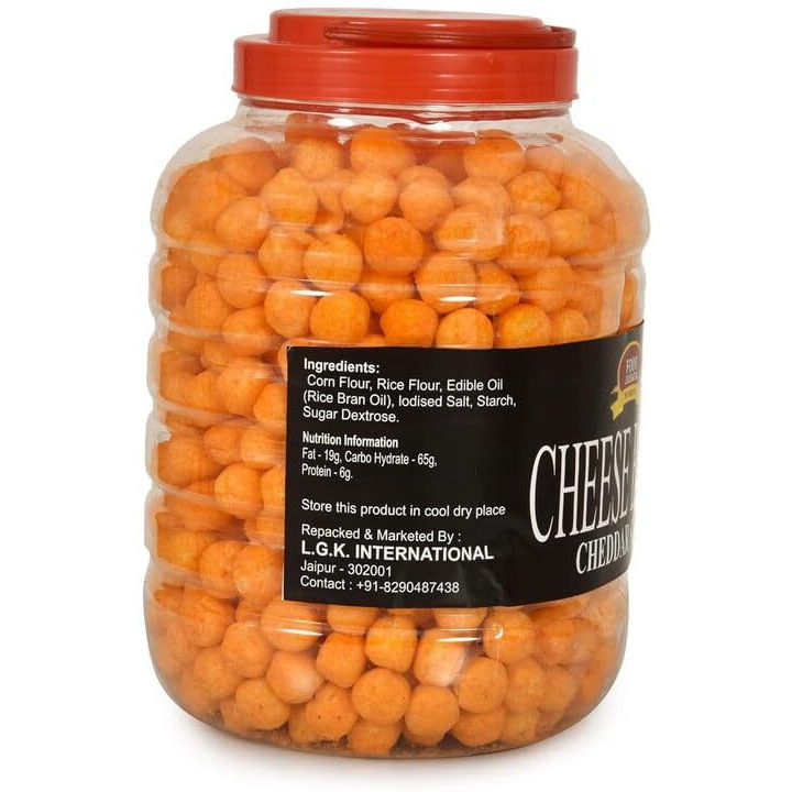 Food Essential Cheese Balls (Cheddar Flavour, Plant-Based Vegan Snack, Party Pack) 400 gm, Pack of 1