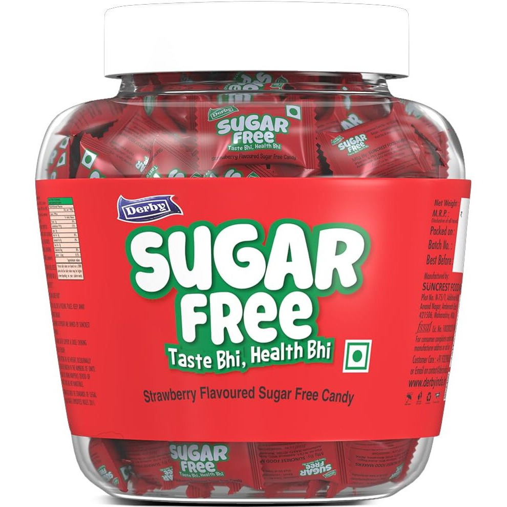 Derby Strawberry Flavoured Sugar-Free Hard Candies | 100 candies / 280gm