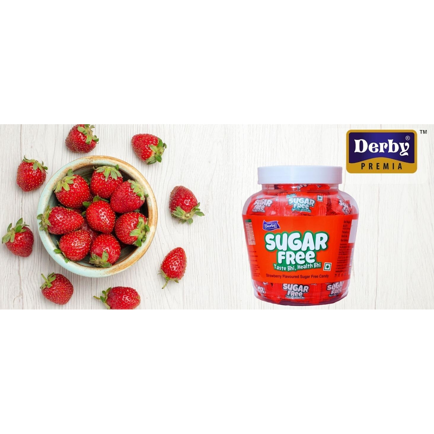 Derby Strawberry Flavoured Sugar-Free Hard Candies | 100 candies / 280gm