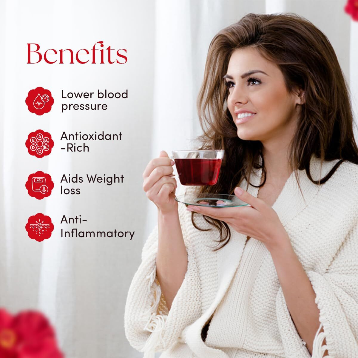 The Tea Heaven 100% Natural Organic Hibiscus Iced Cold Tea Leaves | Perfect For Summers | Instant Refreshing | Herbal Dried Tea Leafs | Cocktails, Mocktail & Syrups | 50 Gms (Pack Of 1)