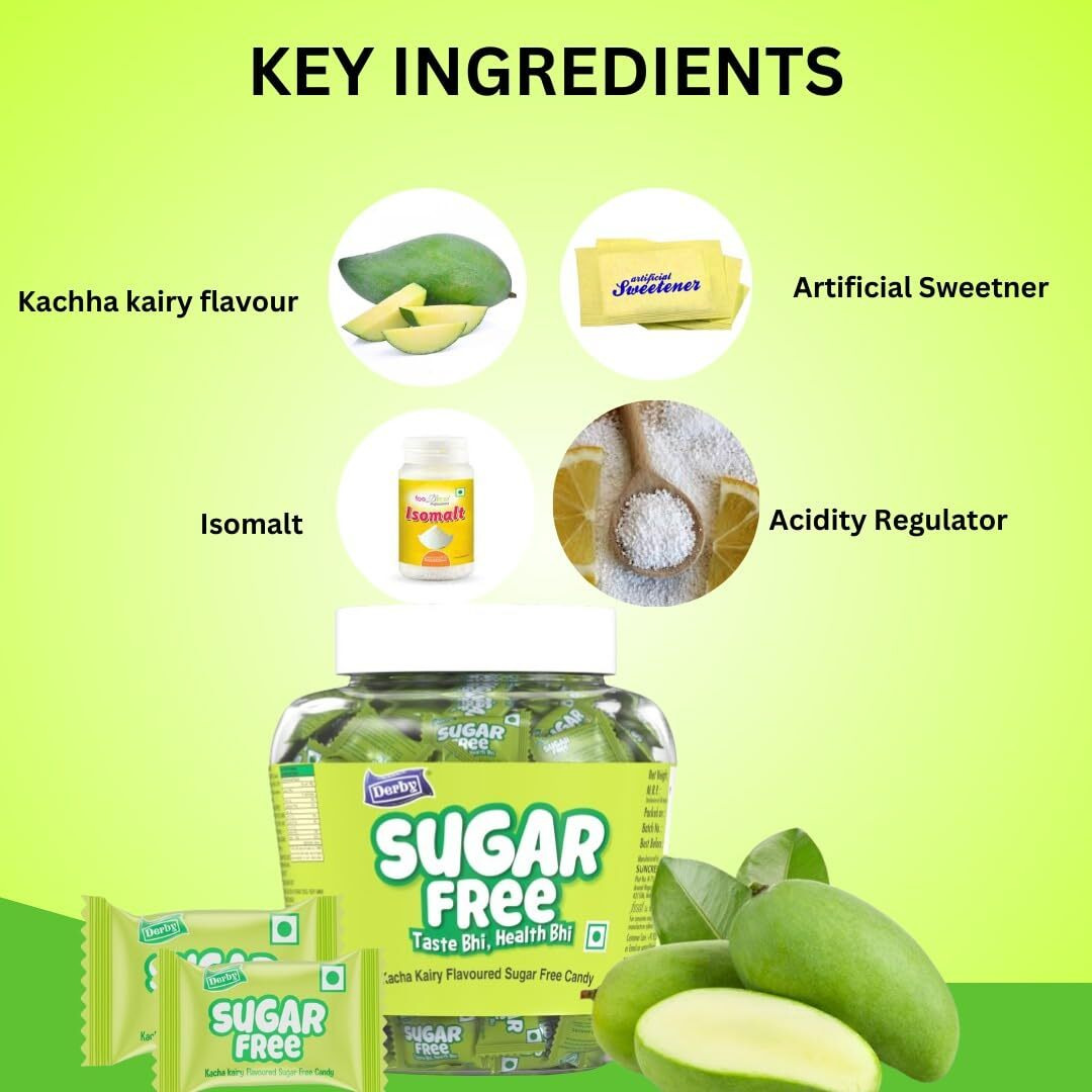 Derby Kacha Kairy Flavoured Sugar-Free Hard Candies | 100 Candies / 280gm