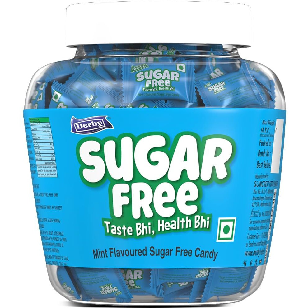 Derby Sugar-Free Hard Candies Mint Flavoured |100 Candies / 280gm/ Healthy Bhi Taste Bhi/Gift to your Family or Freinds