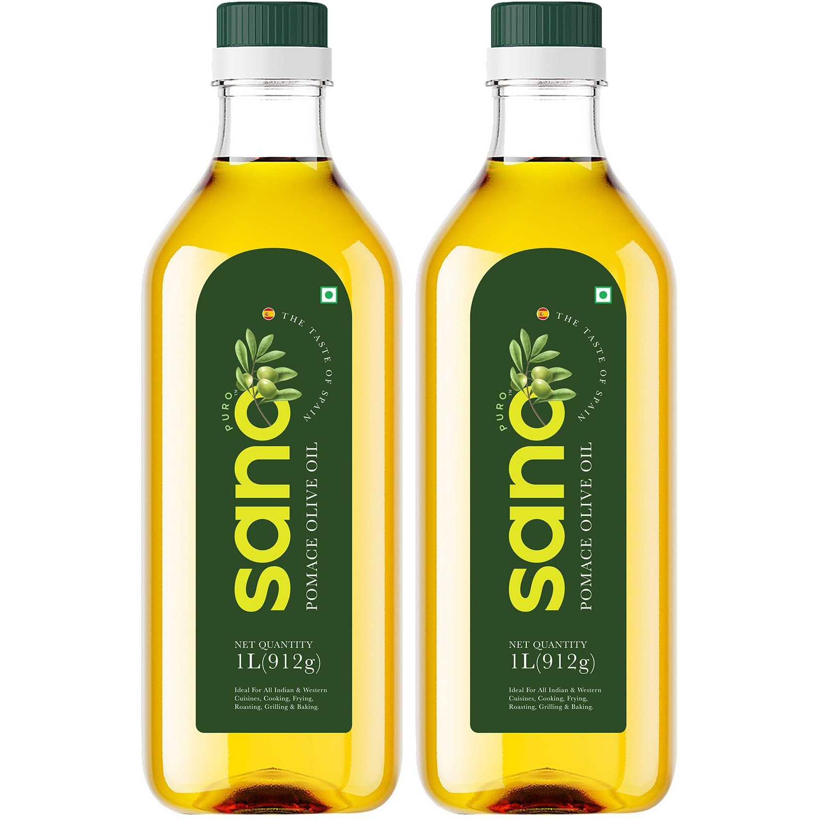 sano Pomace Olive Oil 2L Pet Bottle Ideal for Frying, Roasting & Sauting Rich Flavour & High Smoke Point Versatile Cooking Edible Oil for Indian Cuisine