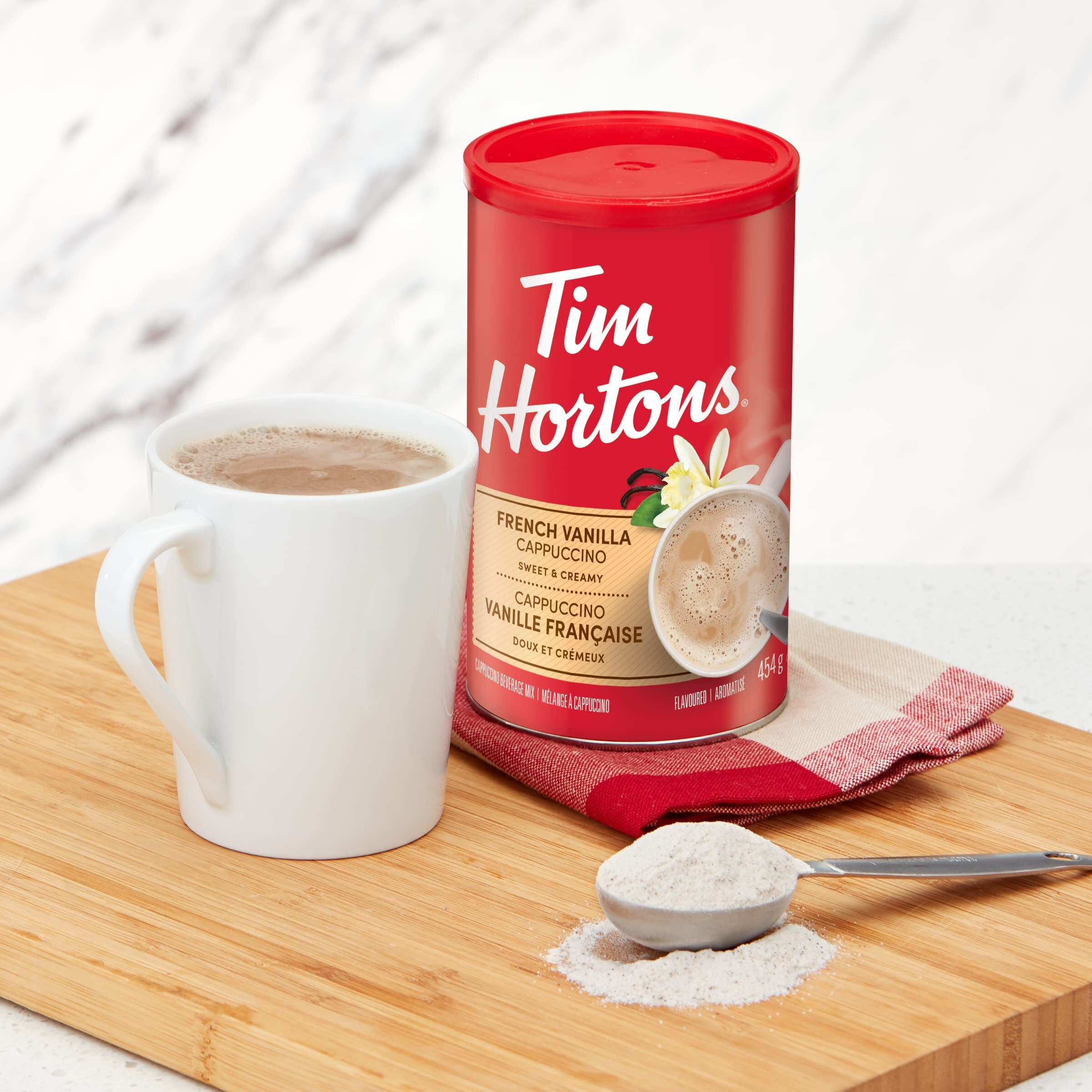 Tim Hortons Instant Cappuccino, French Vanilla Powder, 16 Ounce Can