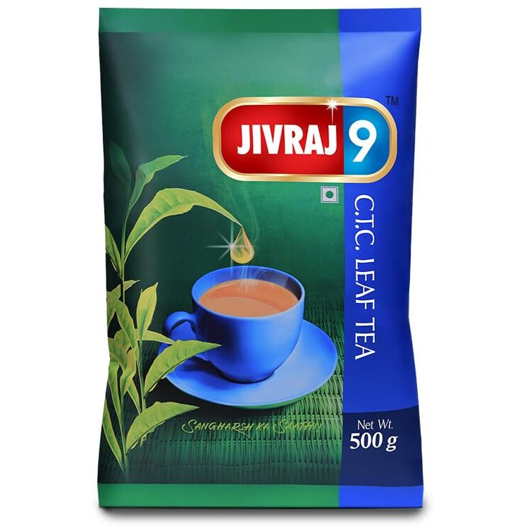 Jivraj 9 Ctc Assam Leaf Black Tea-Pack Of 500Gram, Premium Ctc Chai With Blended Loose Leaves, Strong Aromatic & Quick Brewing Tea With Supreme Taste