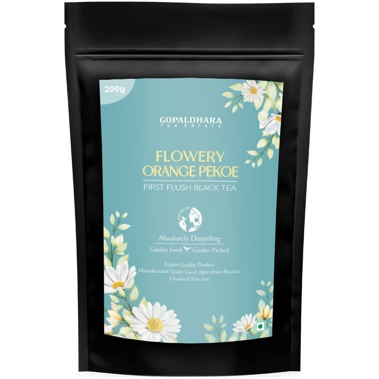 GOPALDHARA Darjeeling Tea First Flush Flowery Orange Pekoe 200 Gm Stand Up Pouch - (Regular Series) Ftgfop1 Leaf First Flush Black Tea From The High Hills Of Darjeeling