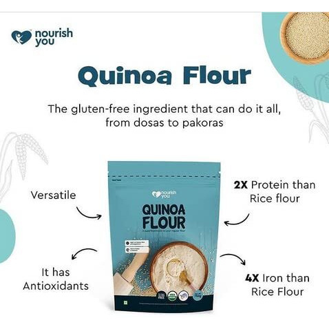 Nourish You Organic Quinoa Flour 1.5Kg | USDA Certified Gluten Free Atta | Enriched with Dietary Fibre, Protein & Vitamins | Improves Gut Health | Superfood | No Preservatives | Pack of 2 | 750G Each