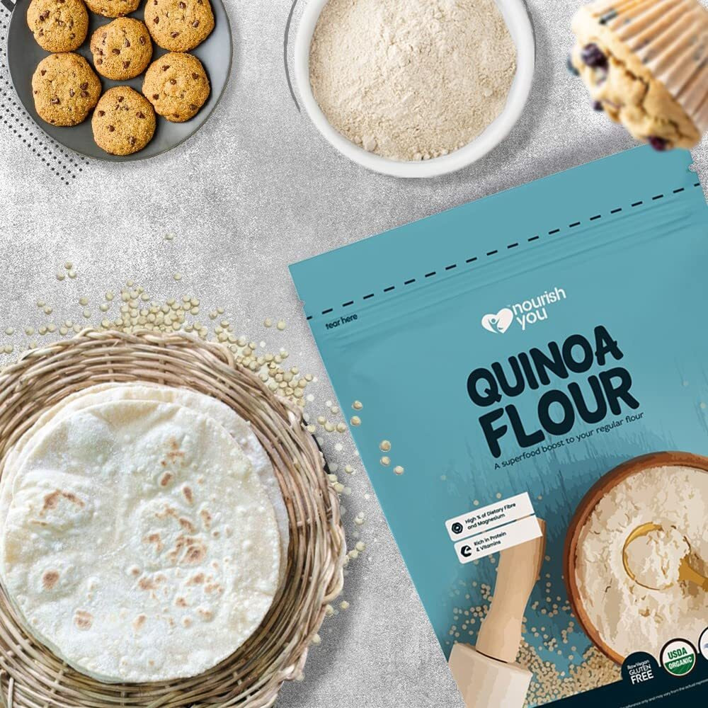 Nourish You Organic Quinoa Flour 1.5Kg | USDA Certified Gluten Free Atta | Enriched with Dietary Fibre, Protein & Vitamins | Improves Gut Health | Superfood | No Preservatives | Pack of 2 | 750G Each