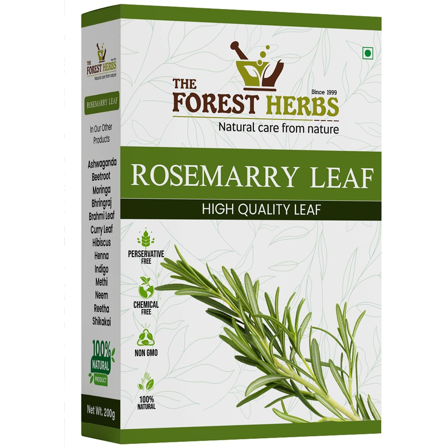 The Forest Herbs Natural Care From Nature Rosemary Dried Leaves - 200gm | Clean & Sorted Dry Rosemary Leaves for hair growth & Food (200.00 g (Pack of 1))
