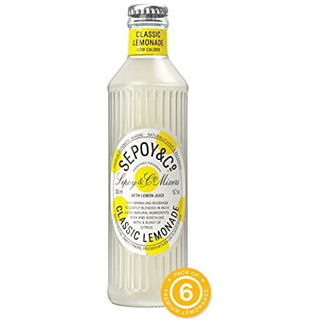 Sepoy & Co. Classic Lemonade (Pack of 6 X 200 ml) | Premium Margarita Mixer | Low Calorie | Aerated Flavored Beverage | 100% Natural Ingredients