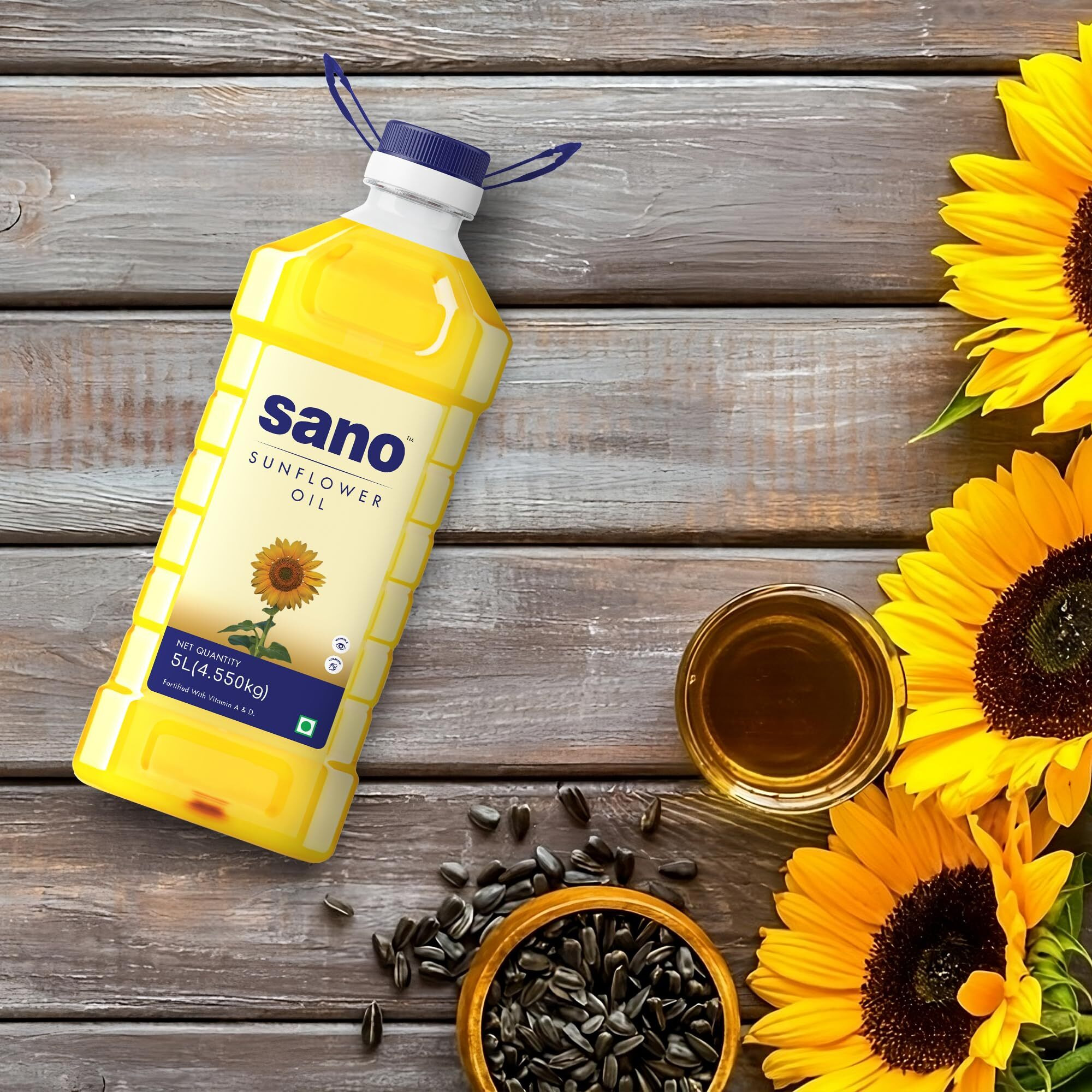 Sano Sunflower Oil 5+1 Litre Pet Bottle - Pure, Nutrient-Rich Cooking Oil with High Smoke Point - Ideal for Frying, Sauting, and Baking - Pack of 2 Bottles