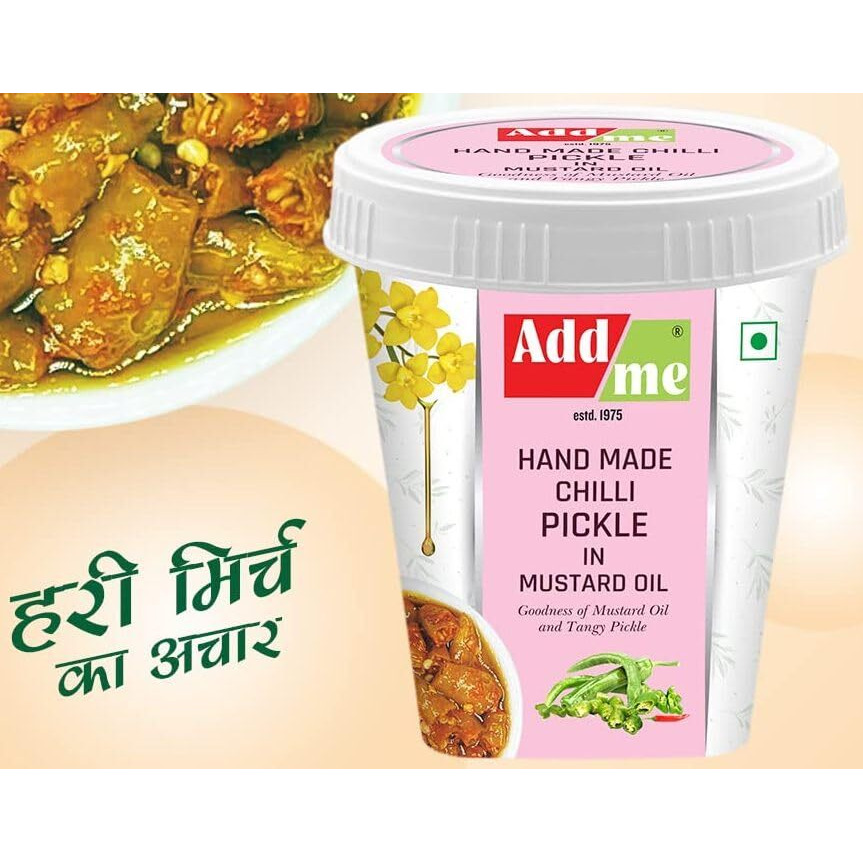 Add Me Hand Made Chilli Pickle 500 g in Mustard Oil | Kati Hari mirchi ka achar Green Chili Mirch Pickles 500gm