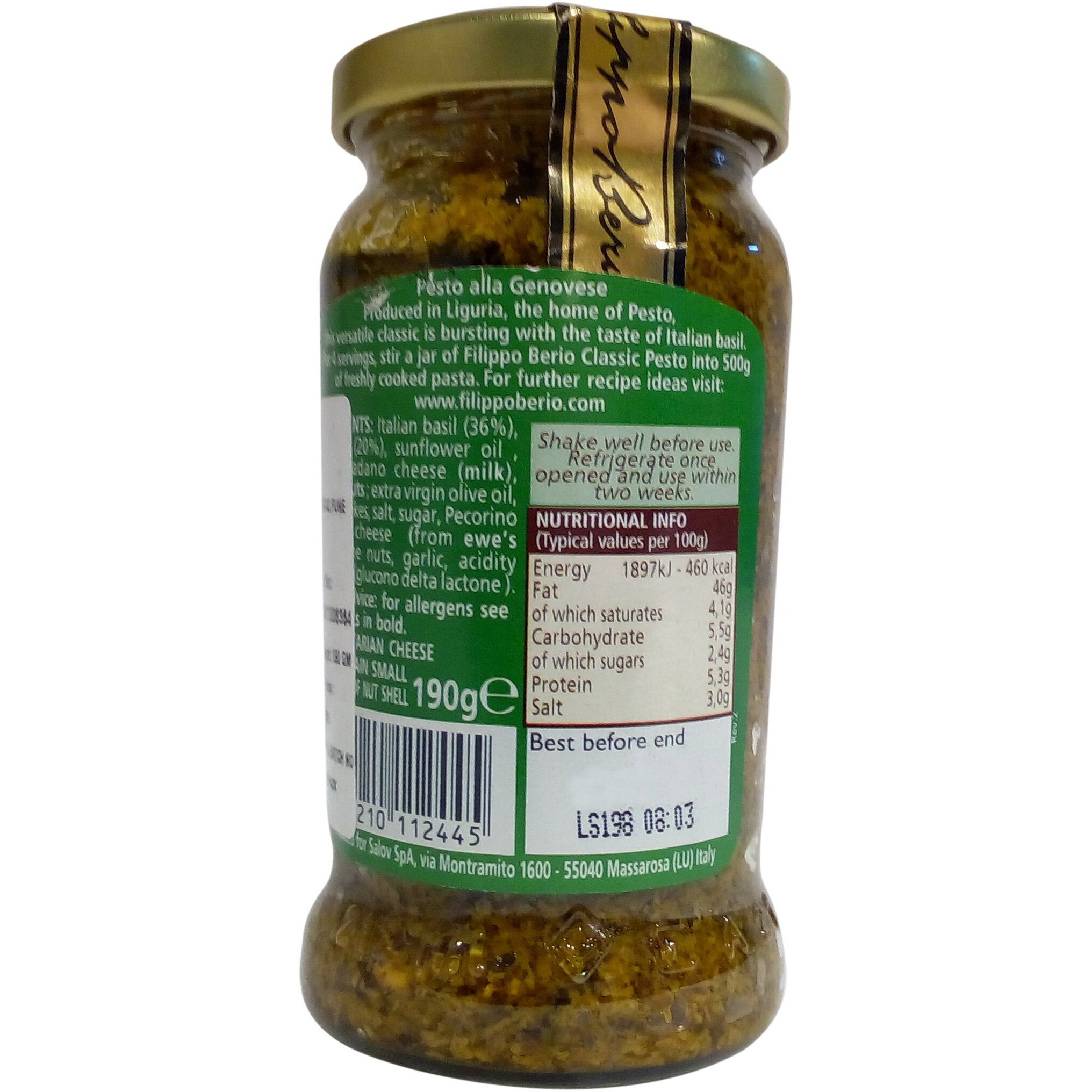 Filippo Berio Sauce - Classic Pesto, 190 Gram Jar