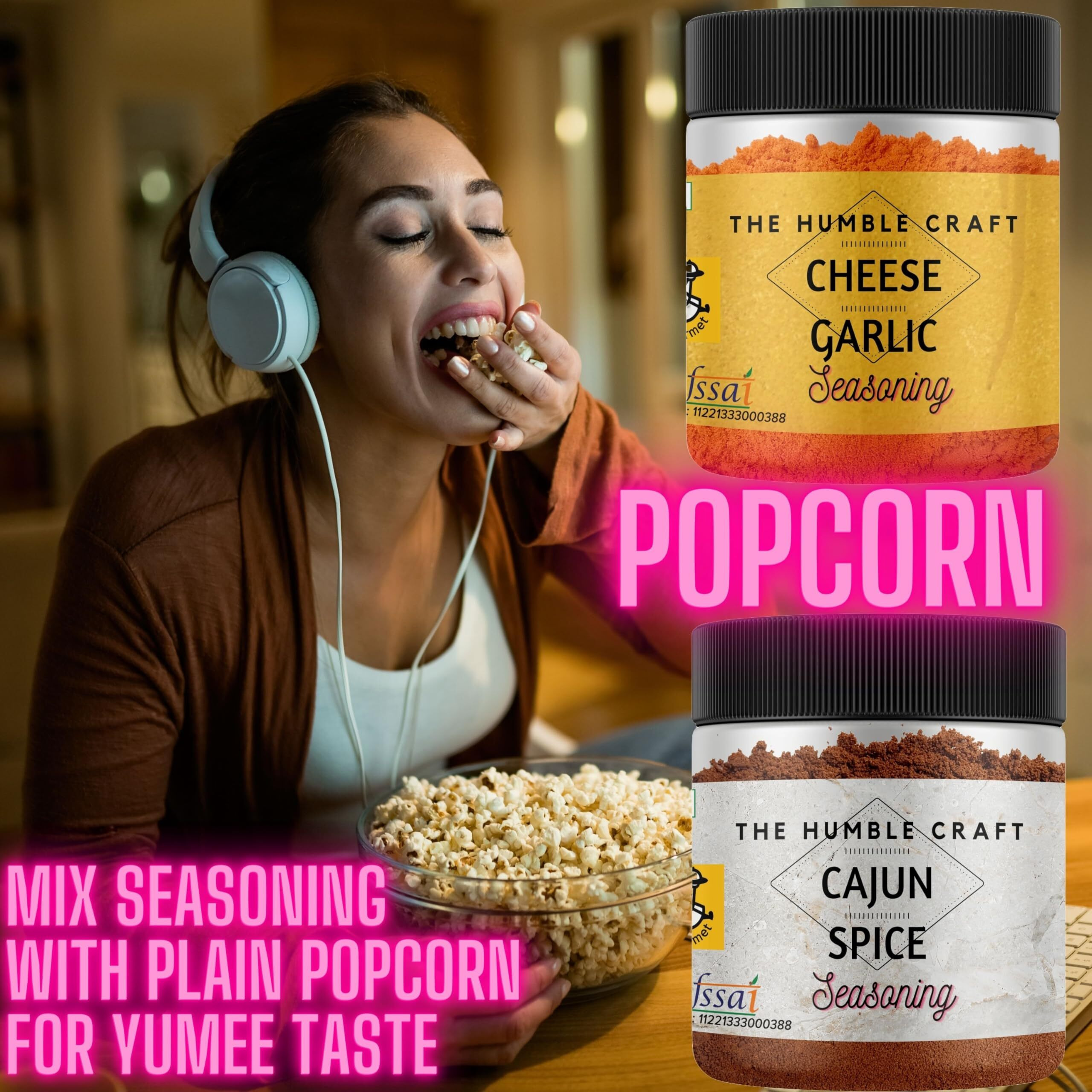 The Humble Craft Cheese Garlic Seasoning Powder- Popcorn, Pasta, Bread, Roasted Vegetables -Cheesy with a strong Garlic taste - 250gms