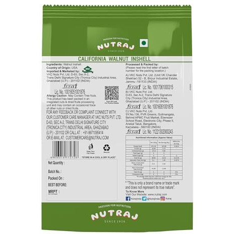 Nutraj California Inshell Walnuts 500g | Latest Crop Inshell Walnut | Raw Akhrot | Delicious & Crunchy Walnut | Brain Food