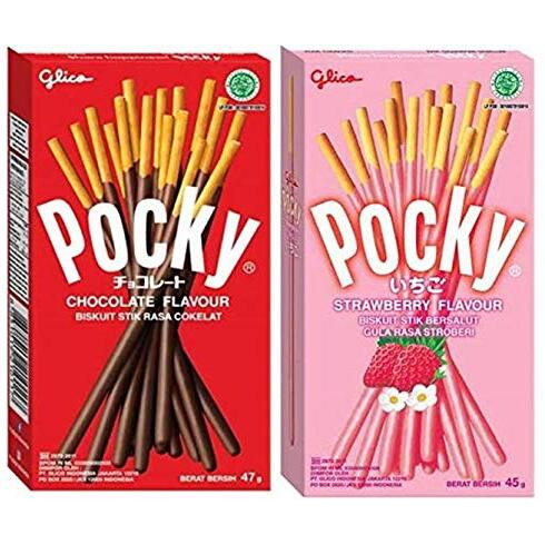 Pocky Glico Combo Pack Chocolate Flavour and Strawberry Flavour- 47g Each