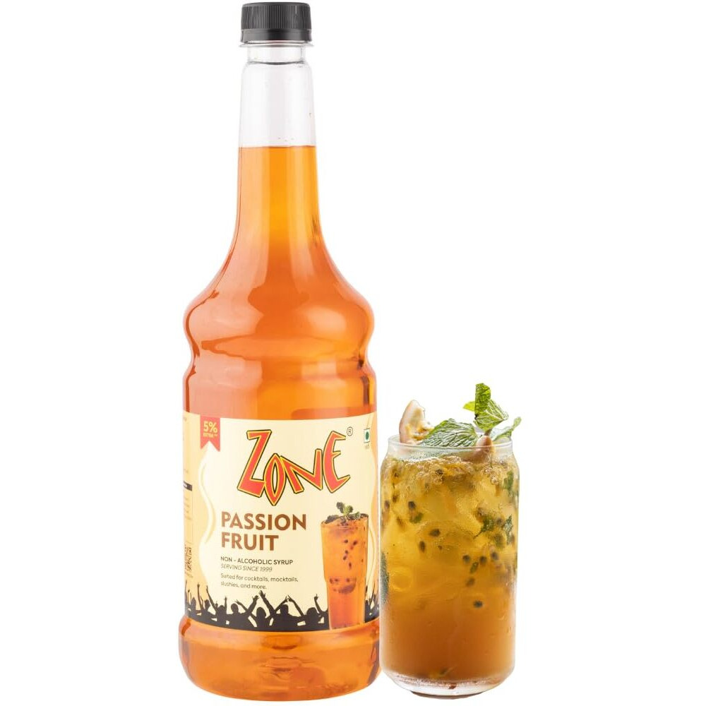 Zone Passion Fruit Syrup 1050ml | Sweet and Fruity Fragrance for Mocktails, Cocktails, Lemonades, Iced Teas & More | 35+ Flavours