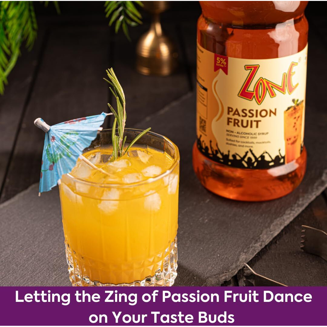 Zone Passion Fruit Syrup 1050ml | Sweet and Fruity Fragrance for Mocktails, Cocktails, Lemonades, Iced Teas & More | 35+ Flavours