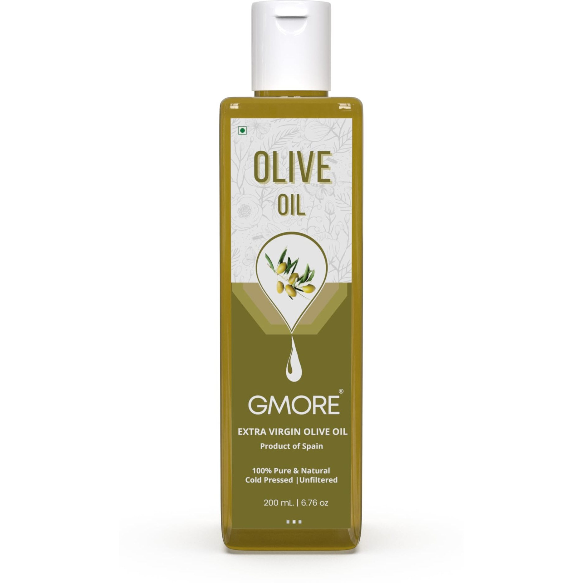 Gmore - Cold Pressed - Extra Virgin Olive Oil - Organic - 100% Pure & Natural Olive Oil (200ml)