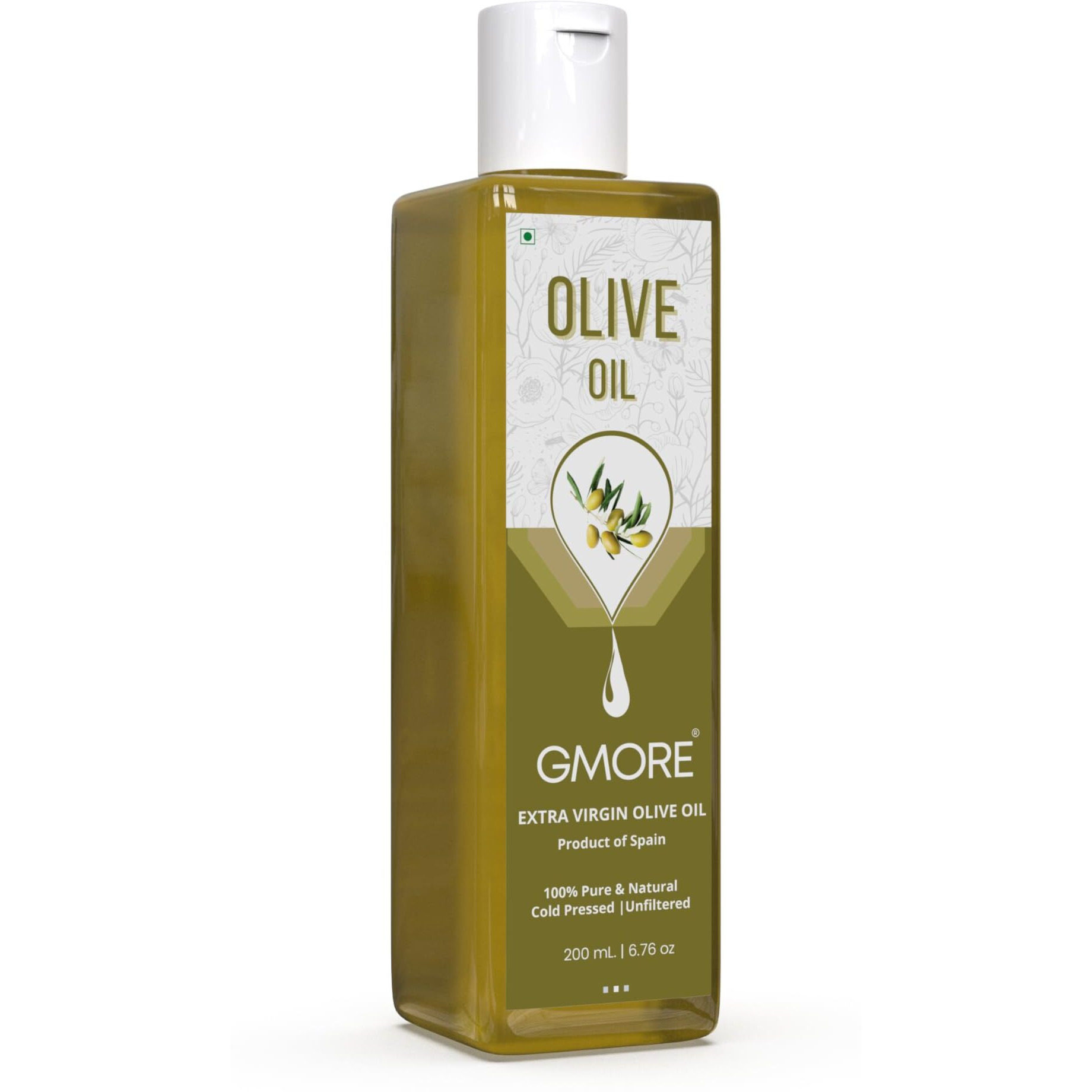 Gmore - Cold Pressed - Extra Virgin Olive Oil - Organic - 100% Pure & Natural Olive Oil (200ml)