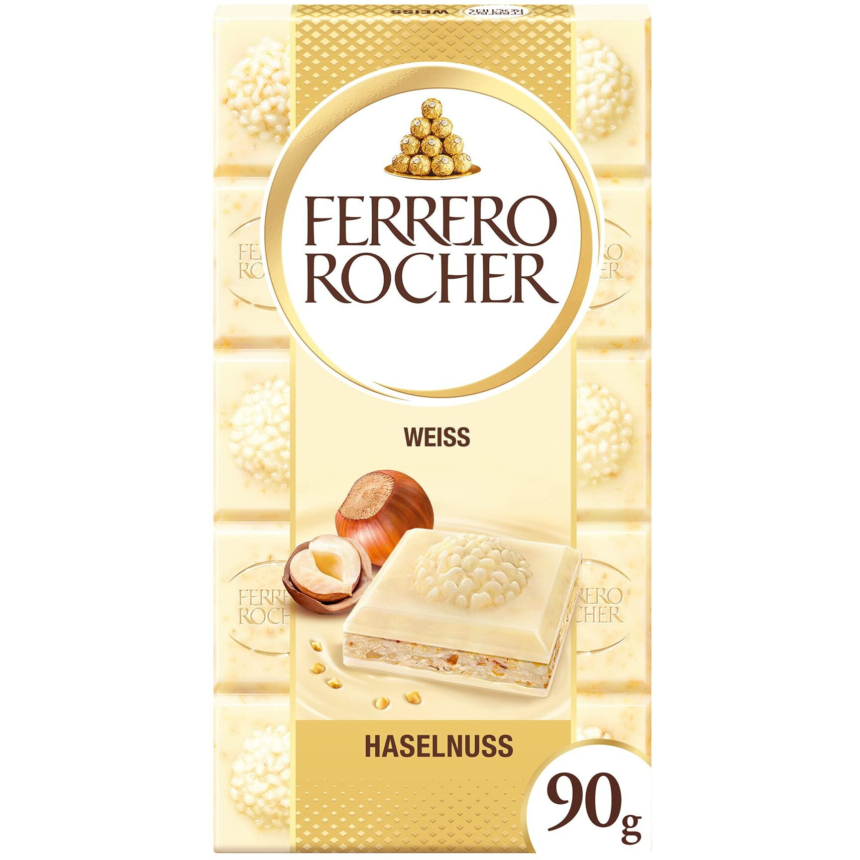 Ferrero Rocher Chocolate Rocher White Chocolate With Hazelnut Bar 90g