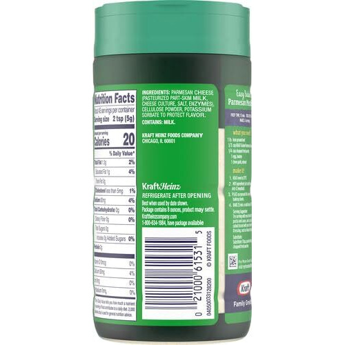 Kelloggs Kraft Parmesan Grated Cheese, 8 oz