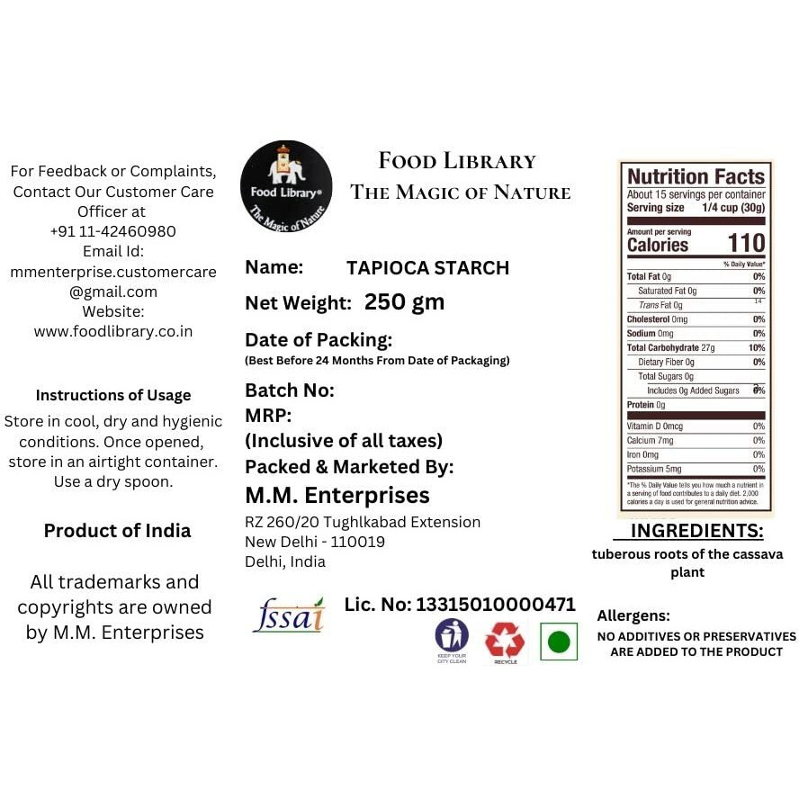 Food Library The Magic Of Nature Tapioca Starch Powder, 250gm (Tapioca Starch Powder)
