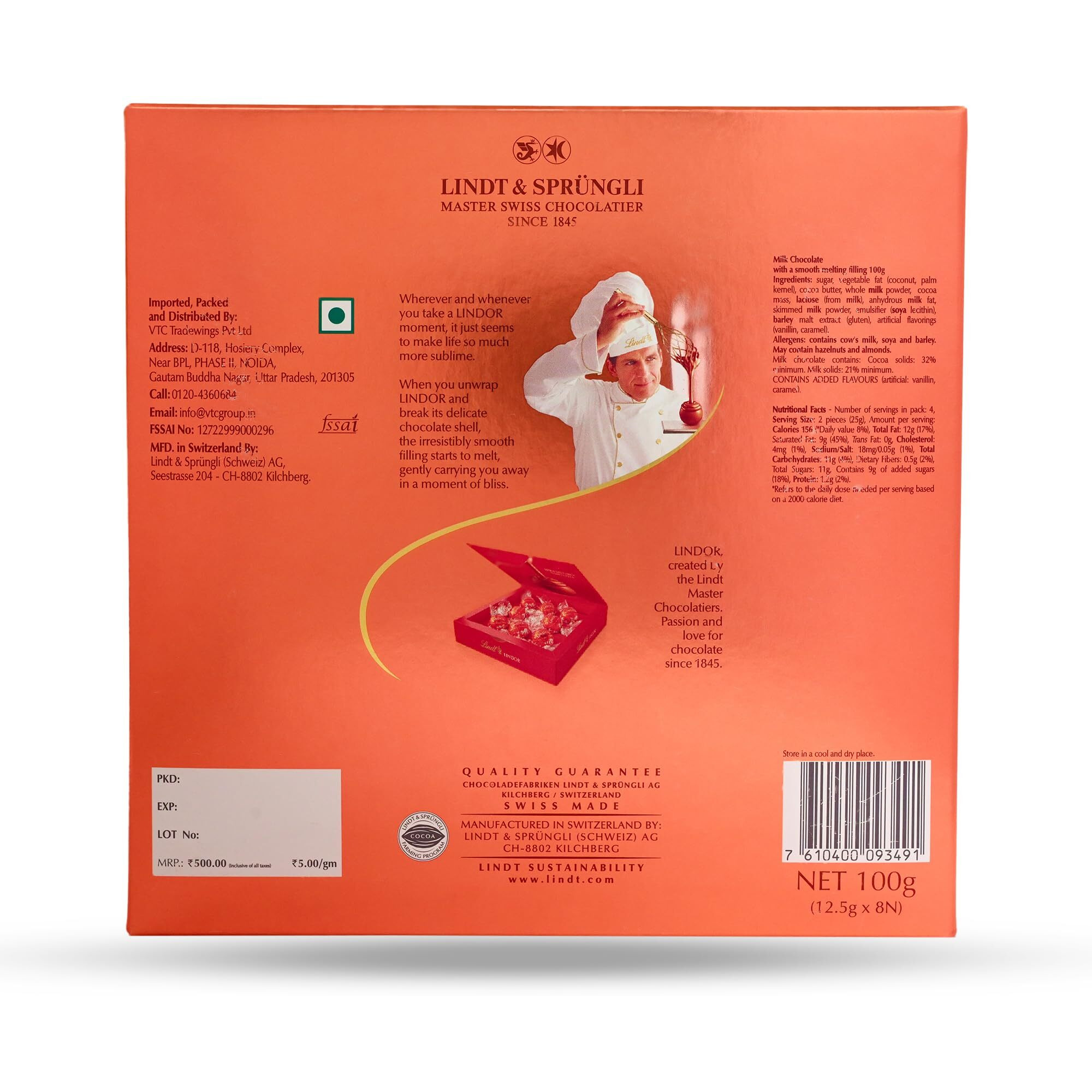 Lindt Lindor Milk Cornet Chocolate Festive Gift Pack -100gm (8 Cornet Balls)