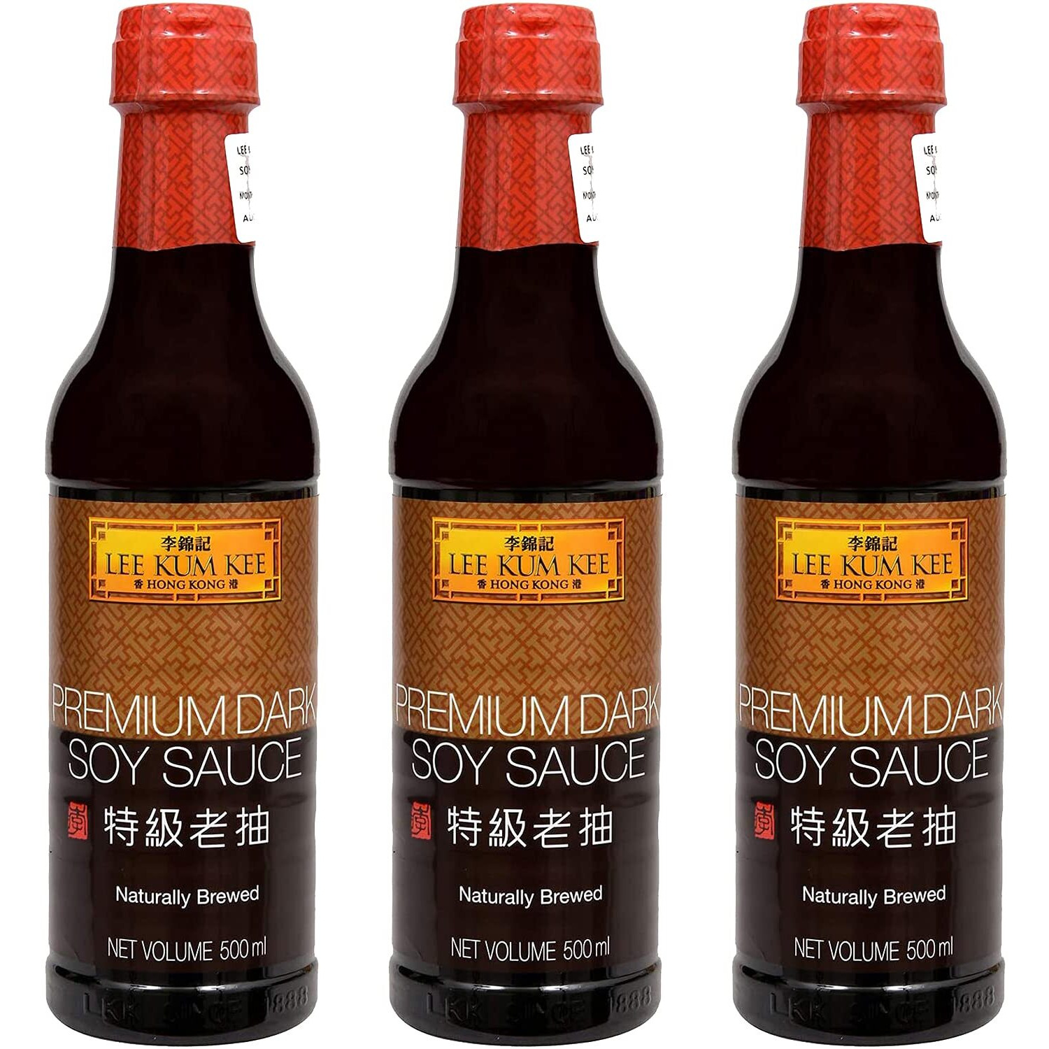 Lee Kum Kee Premium Dark Soy Sauce, 16.91 fl oz  500 ml, 3 Pack