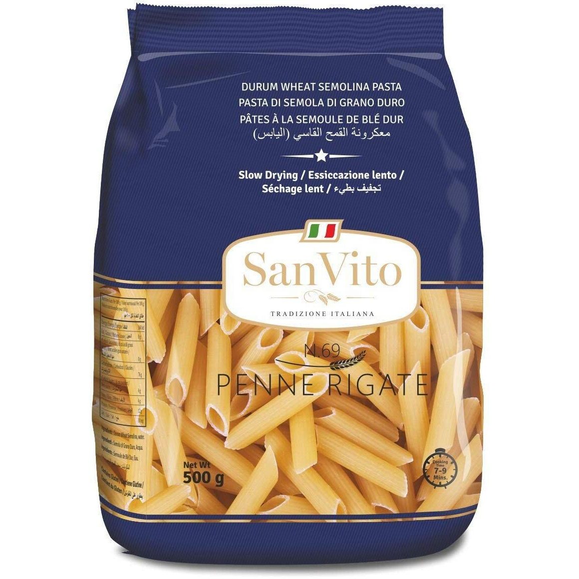 San Vito Durum Wheat Pasta, Penne Rigate (N.69), 500 g